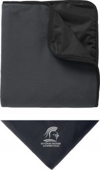 Fleece & Poly Travel Blanket, Lead Grey/Black